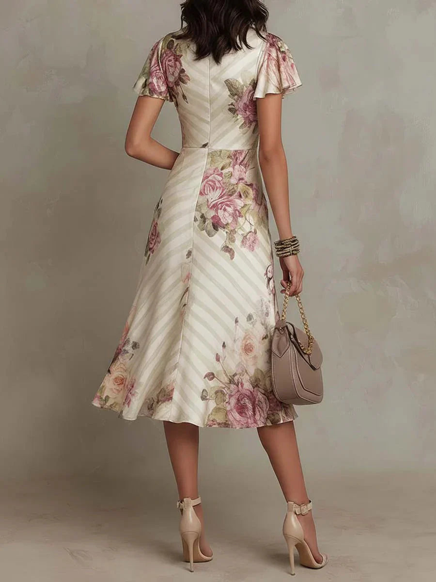 Alba™ | Abito Midi Floreale con Arricci Eleganti