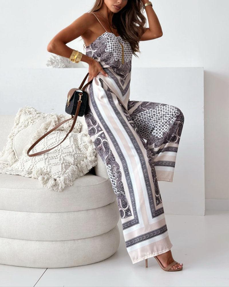 Two-Piece Vest and Pants Set with Print and Laces