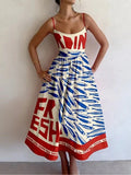 Sardine Vintage Print Strappy Dress