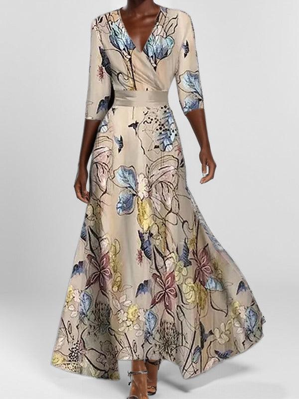 Elegant Maxi Dress with Medium Sleeves