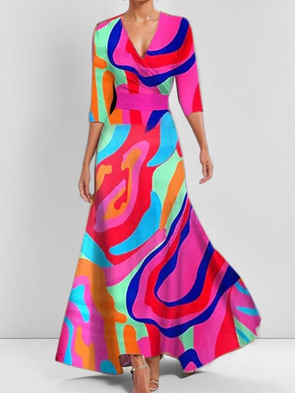 Elegant Maxi Dress with Medium Sleeves