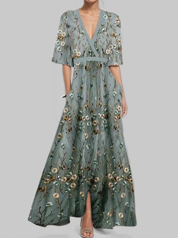 Elegant Maxi Dress with Medium Sleeves