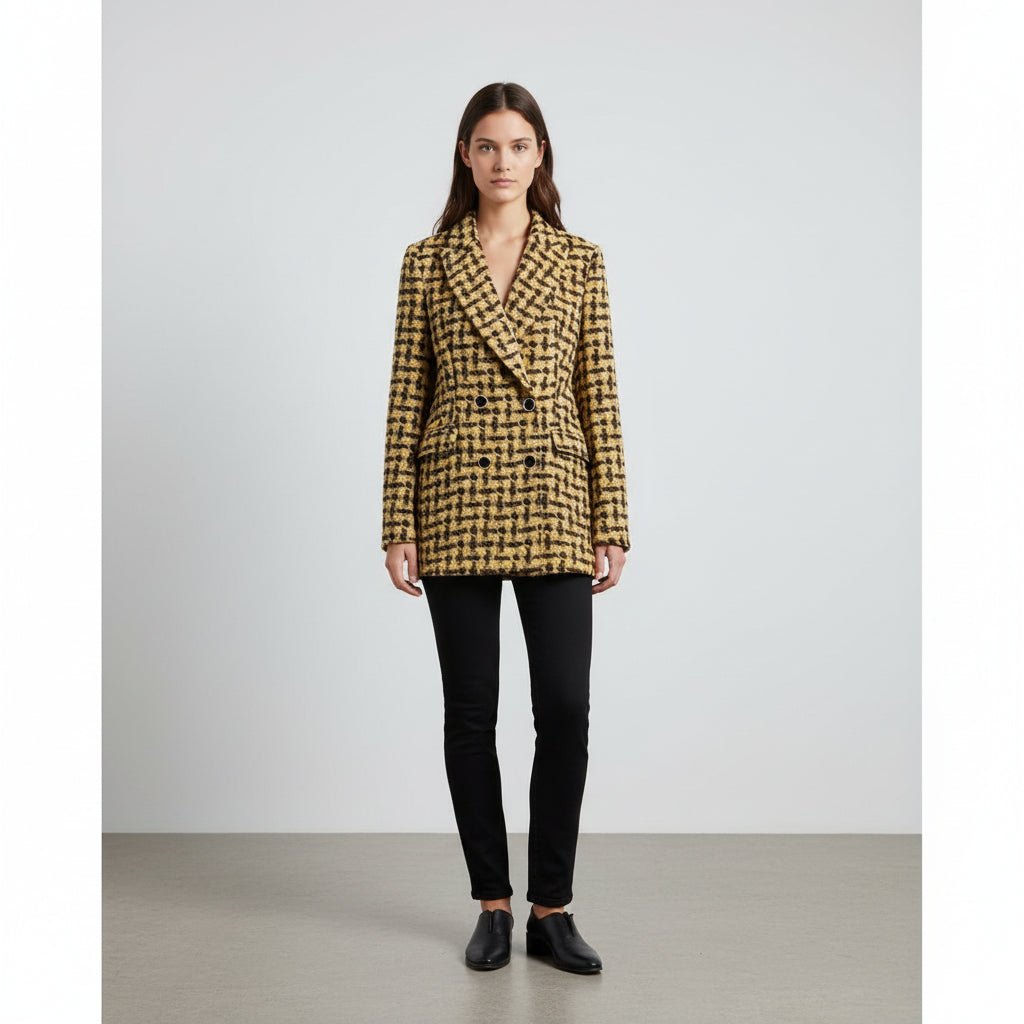 The Logan Houndstooth Long Sleeve Blazer - Luxe Atire
