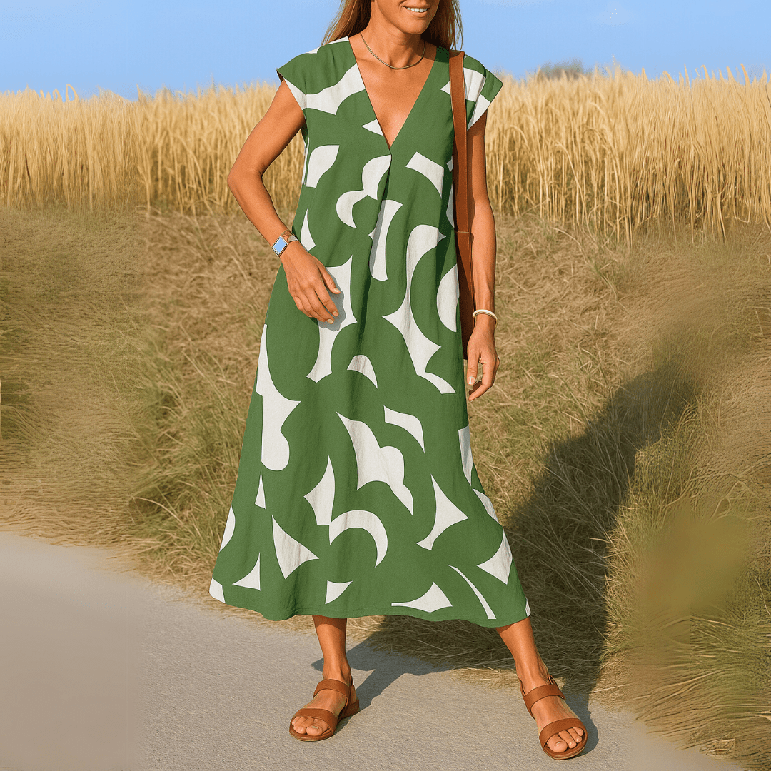 VALÉRIE | LIGHTWEIGHT V - NECK DRESS - Rossis Family Boutique Miami