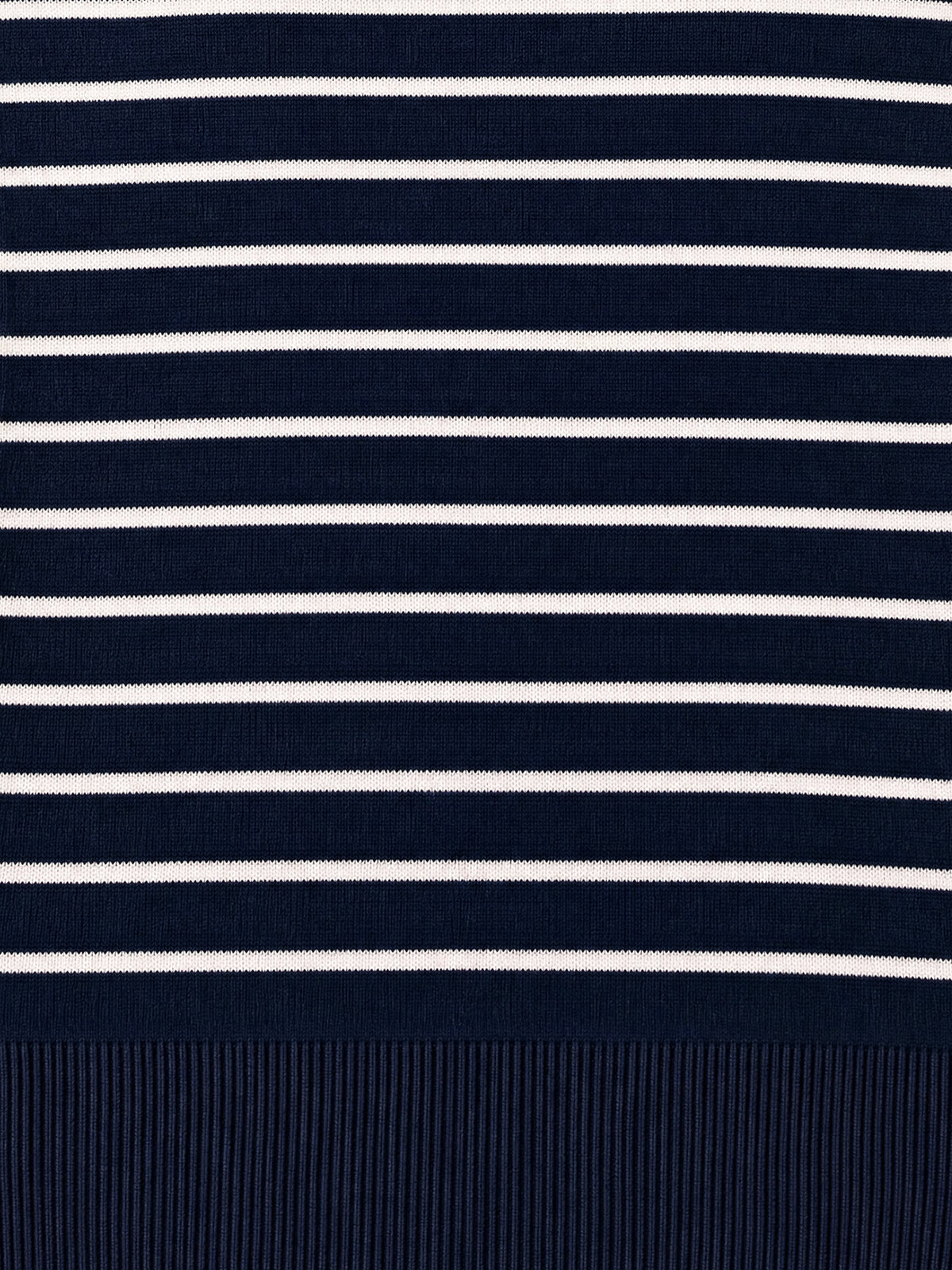 Navy‑White Breton‑Stripe Knit Pullover Sweater