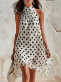 Coastal Chic Polka-Dot Sleeveless Chiffon Mini Dress