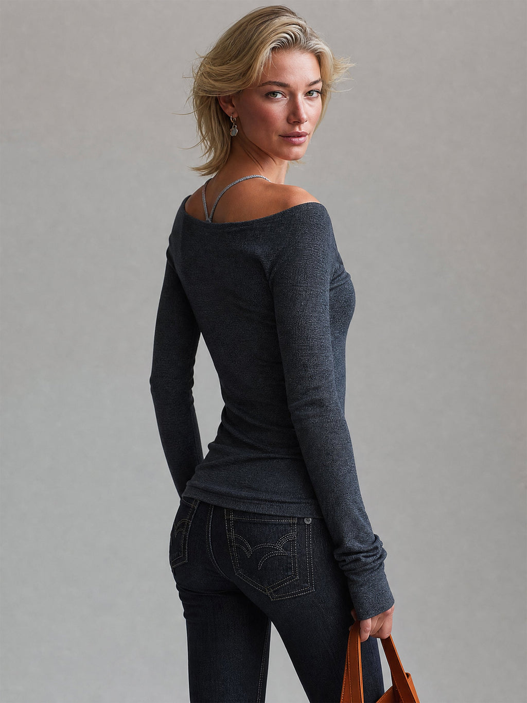 Elegant Ribbed Knit Layering Long Sleeve Top