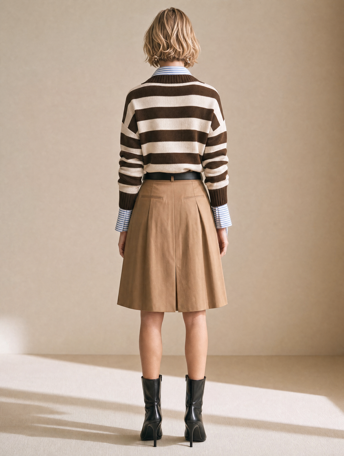 Preppy Striped Layered Faux-layered Knit Top