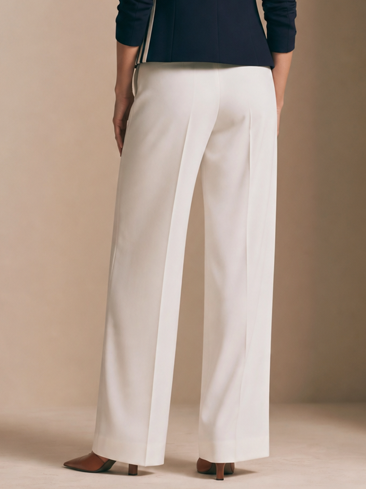 Elegant White Tailored Wide-Leg Trousers