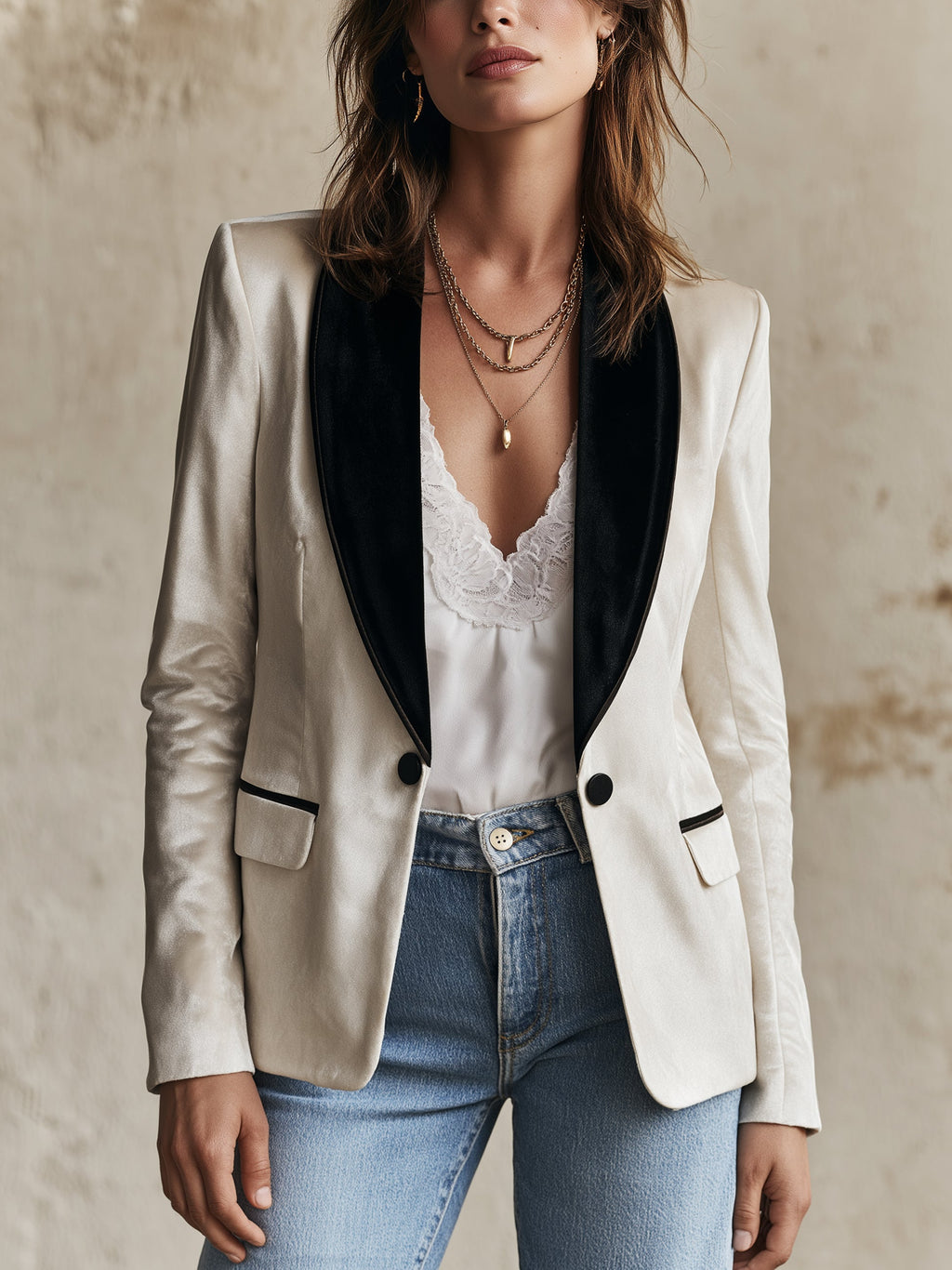 Velvet Tailored Black Velvet Shawl Lapel Blazer Jacket