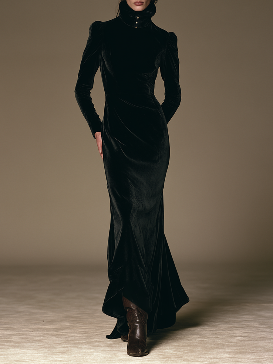 Women's High Neck Velvet Mermaid Gown For Formal Party MDZ0312I8LYL