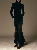 Women's High Neck Velvet Mermaid Gown For Formal Party MDZ0312I8LYL