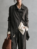 Women's Vintage Asymmetric-Front Suede Blazer MDZ0335I7WY