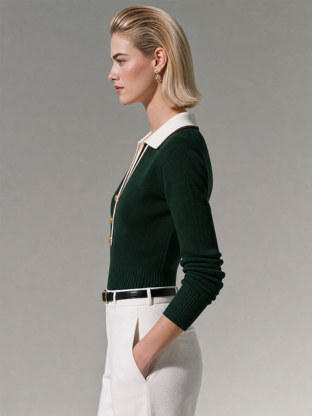Contrast Trim Knit Sweater