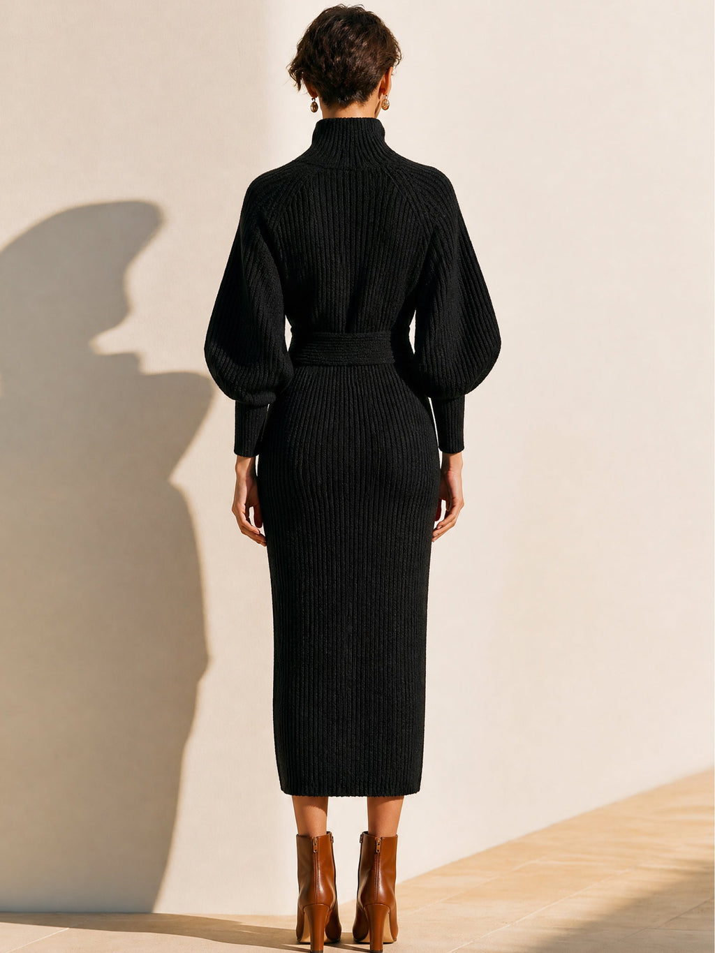 Elegant Ribbed Knit Maxi Longline Cardigan Coat