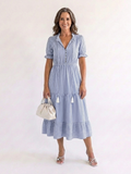 Dakota | Abito midi a righe con maniche corte