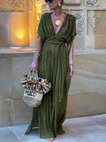 Draped Braids Kimono Cover-Up Slit Maxi Dress