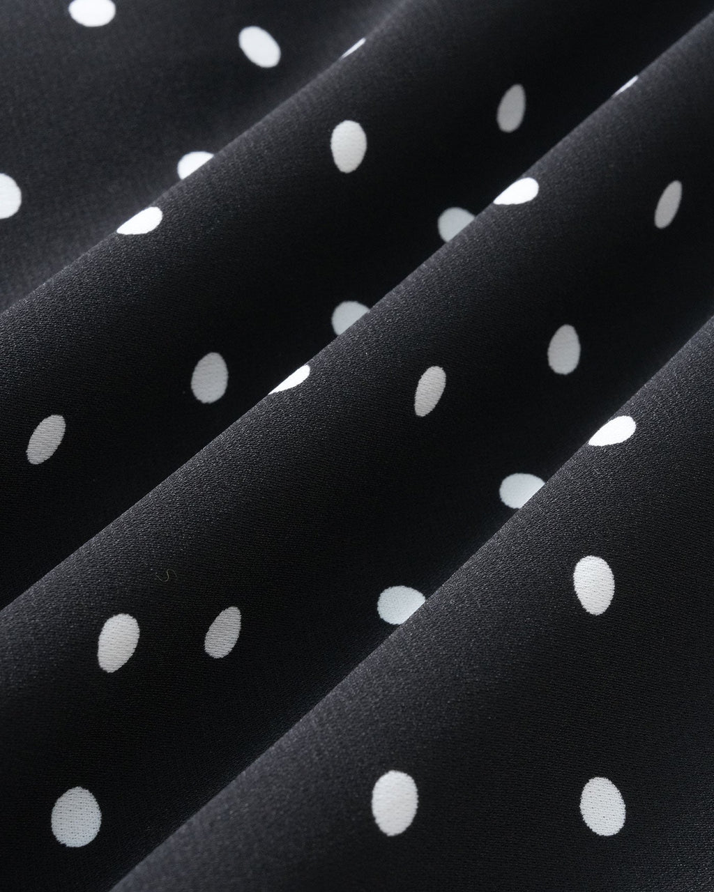 Black Polka Dot Midi Dress with Mandarin Collar