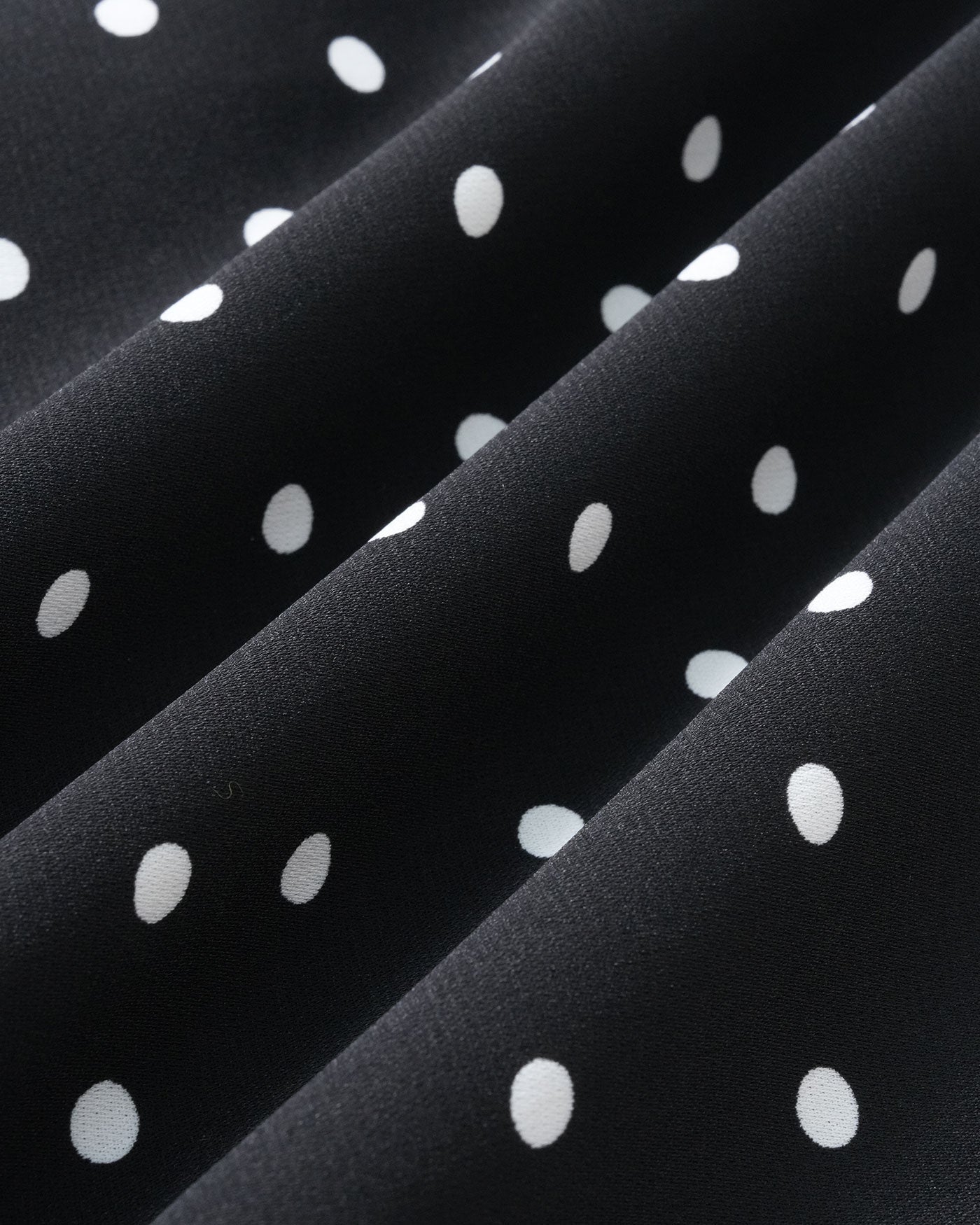 Black Polka Dot Midi Dress with Mandarin Collar