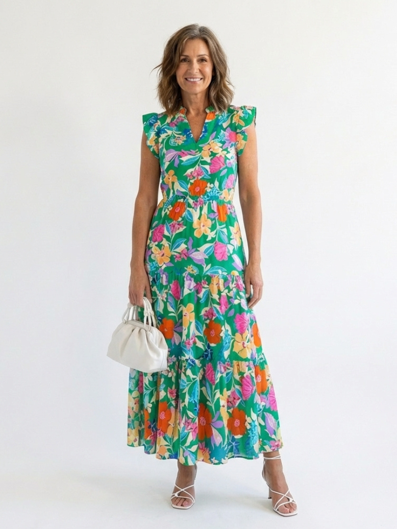 Lila | Vestito Midi a Viscosa con Stampa Floreale