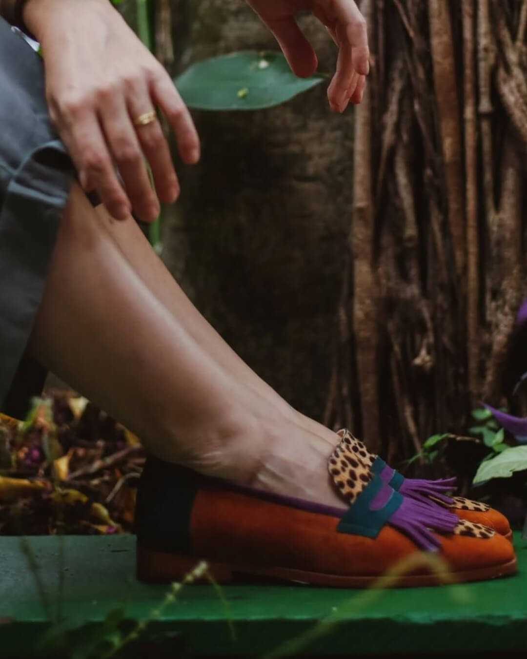 LOAFER WITH FRINGES AND ANIMAL PRINT - Rossis Family Boutique Miami
