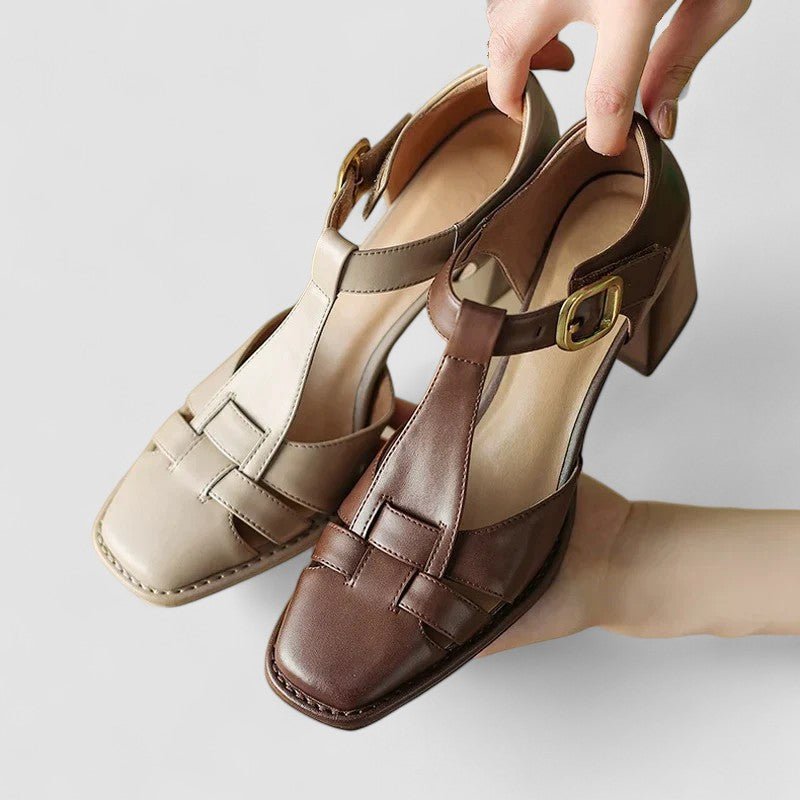 Elyxiana | Orthopaedic Block Heels with T-Strap