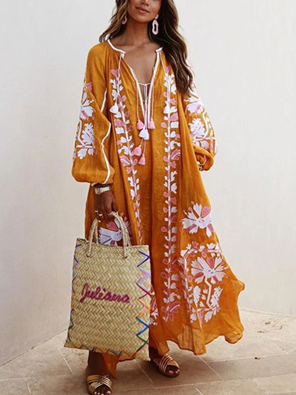 Printed Oversized Boho Maxi Dress
