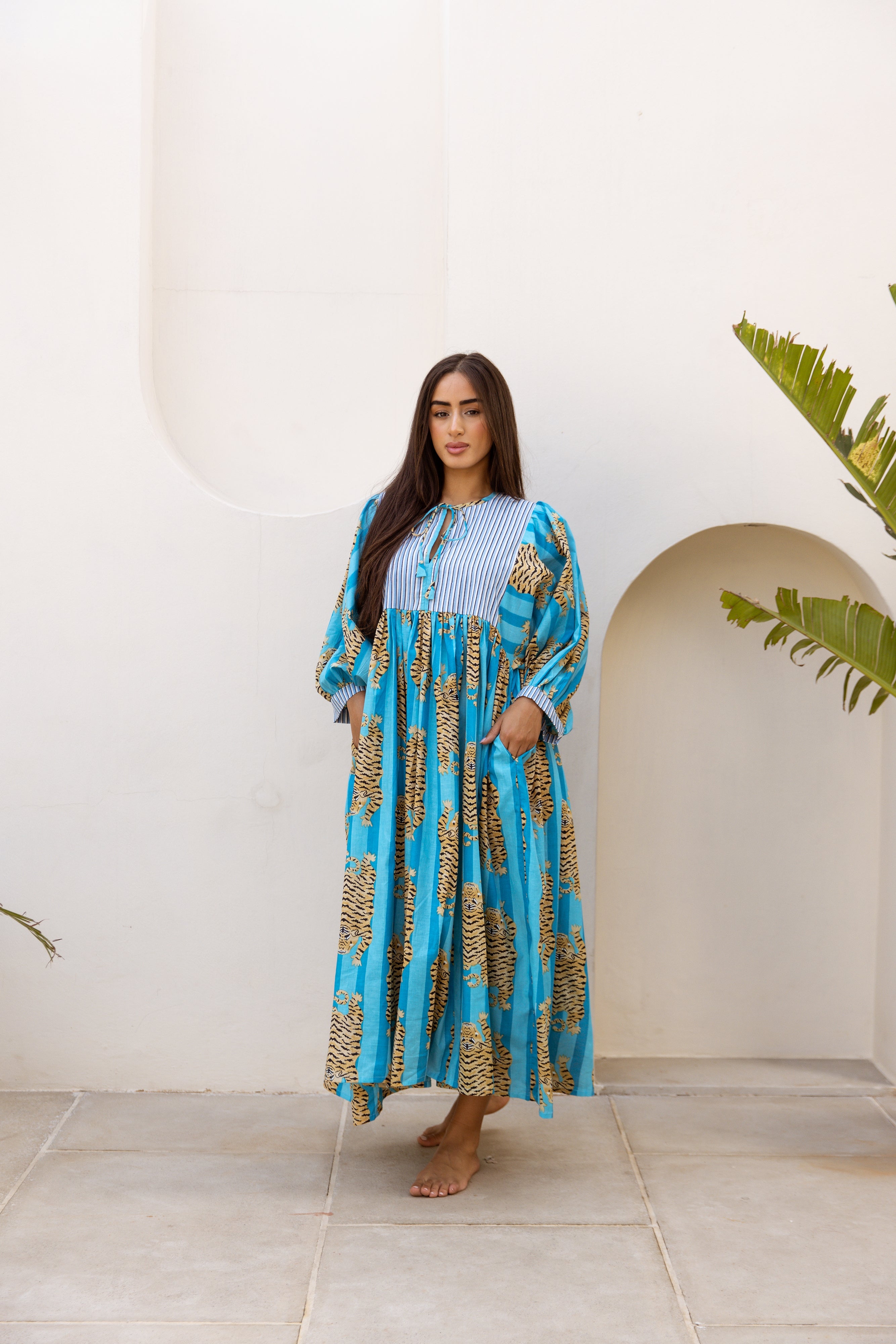 Tara Midi Dress Turquoise Blue Tigress