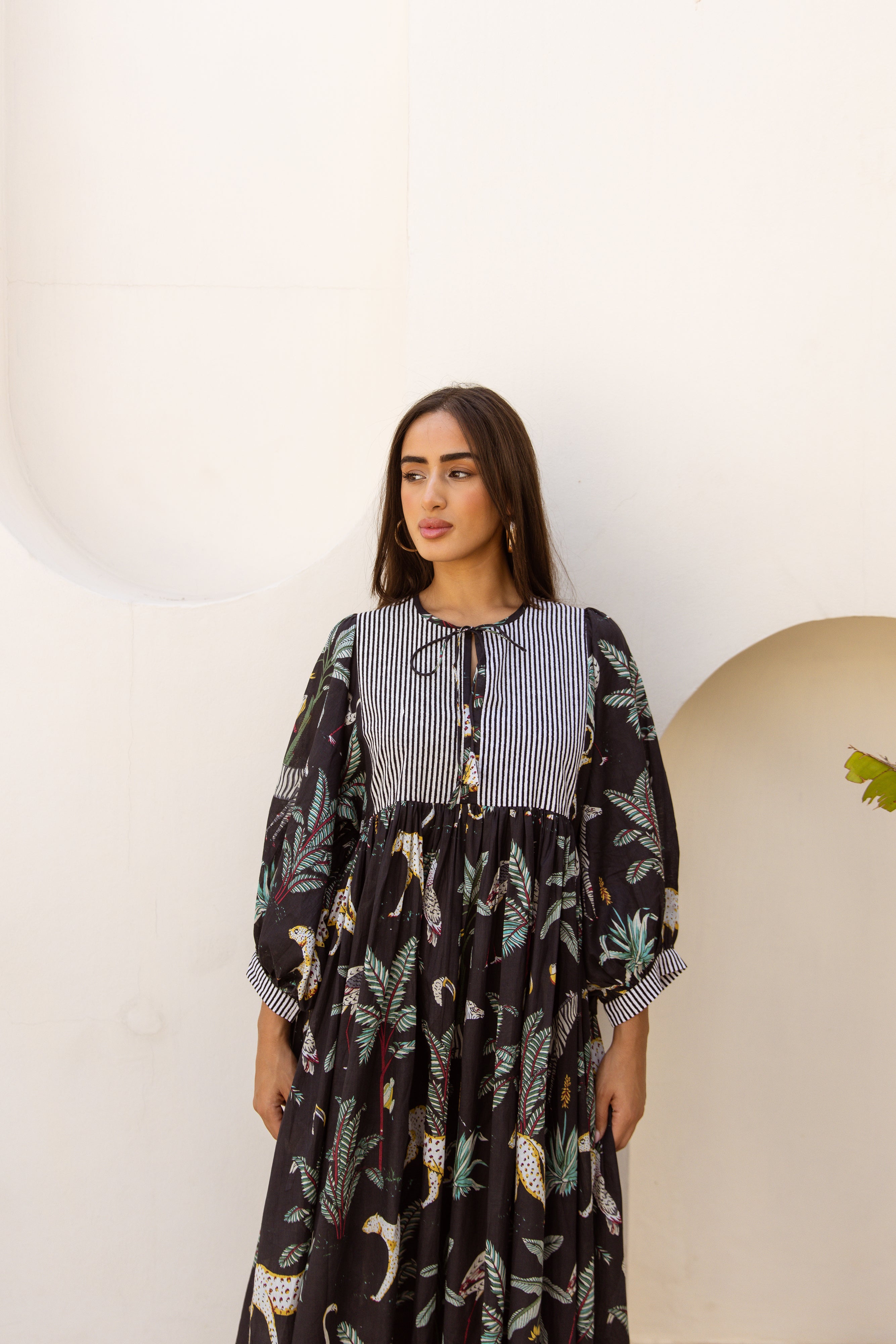 Tara Midi Dress Midnight Noir Safari