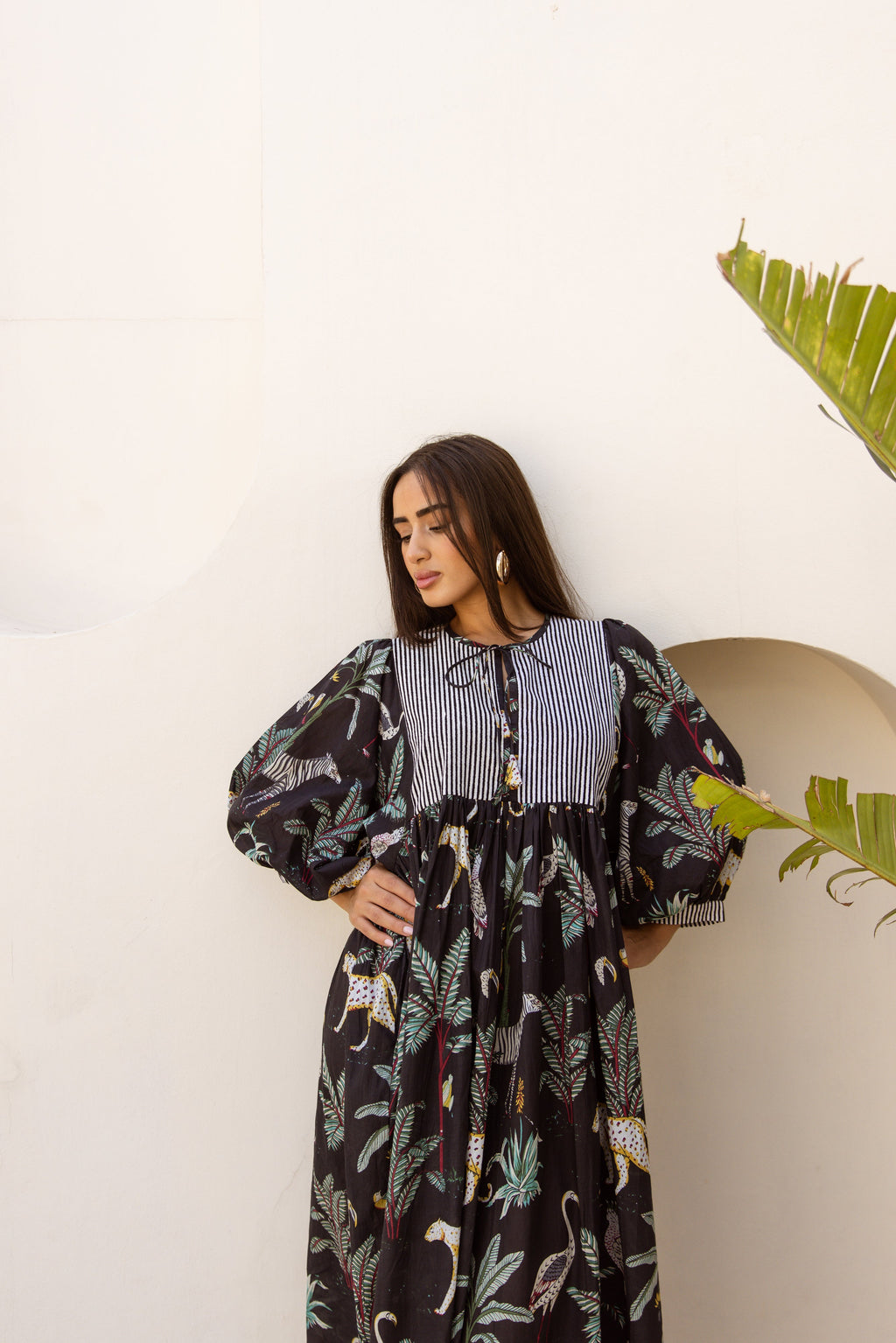 Tara Midi Dress Midnight Noir Safari