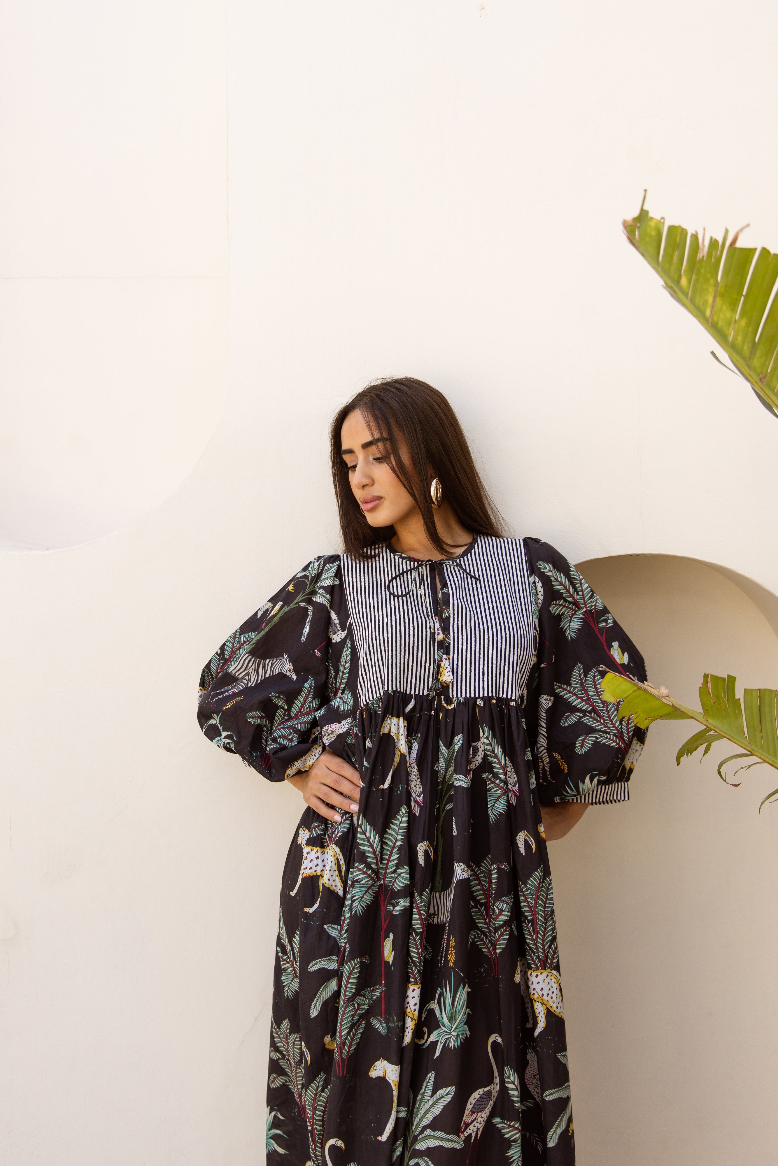 Tara Midi Dress Midnight Noir Safari