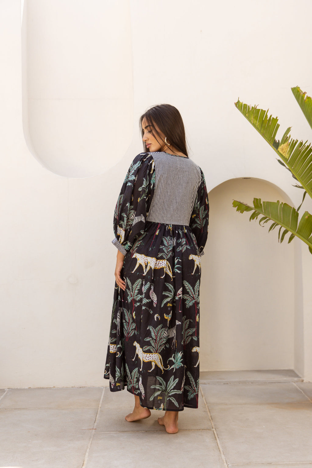 Tara Midi Dress Midnight Noir Safari