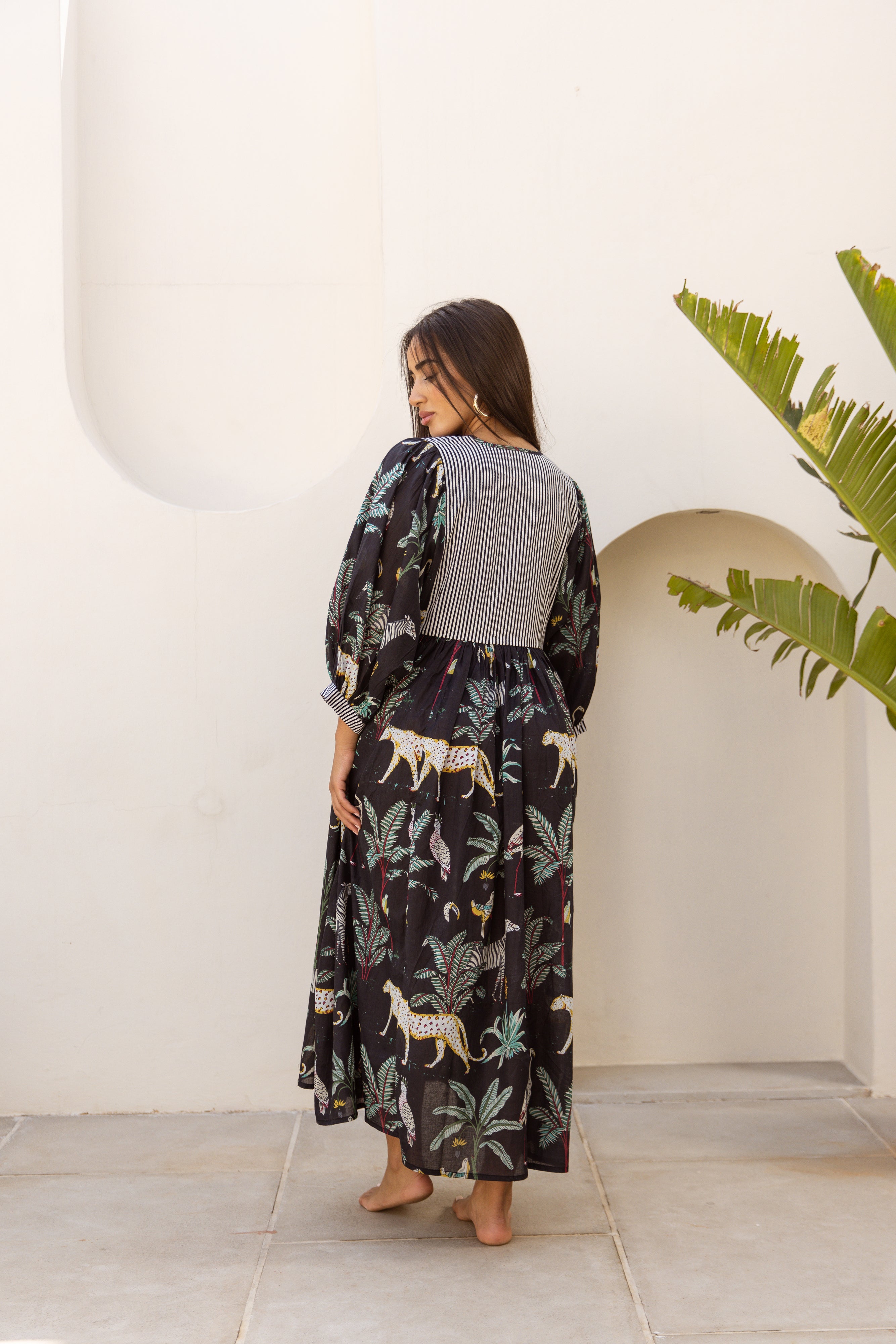 Tara Midi Dress Midnight Noir Safari