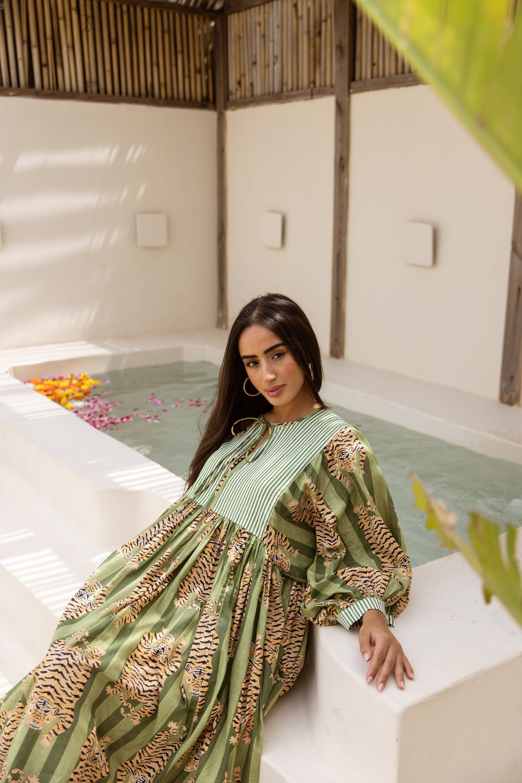 Tara Midi Dress Emerald Jungle Tigress