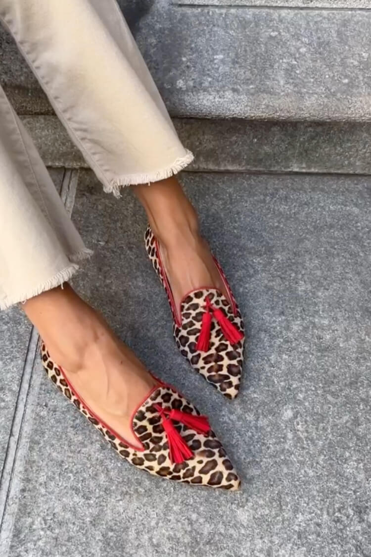 POINTED LOAFERS WITH FRINGE DETAILS - Rossis Family Boutique Miami