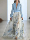 Floral Print V-Neck Maxi Dress