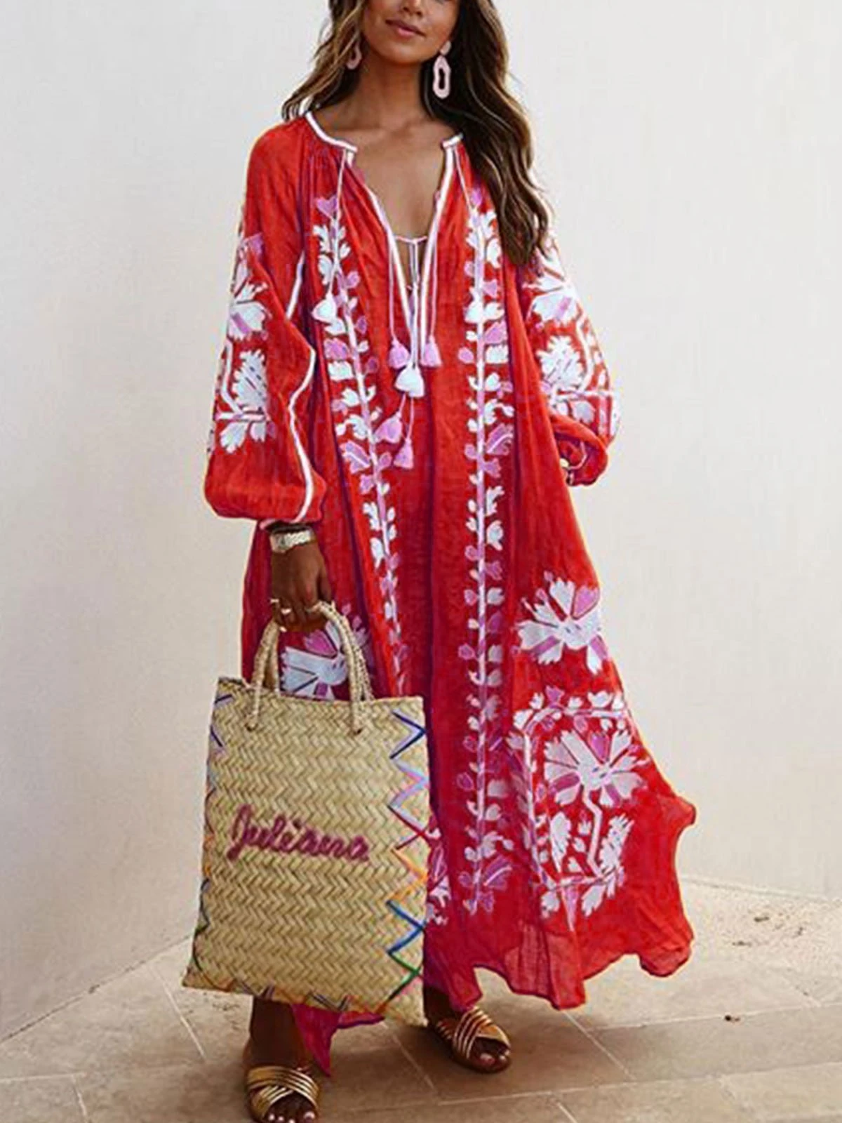 Printed Oversized Boho Maxi Dress