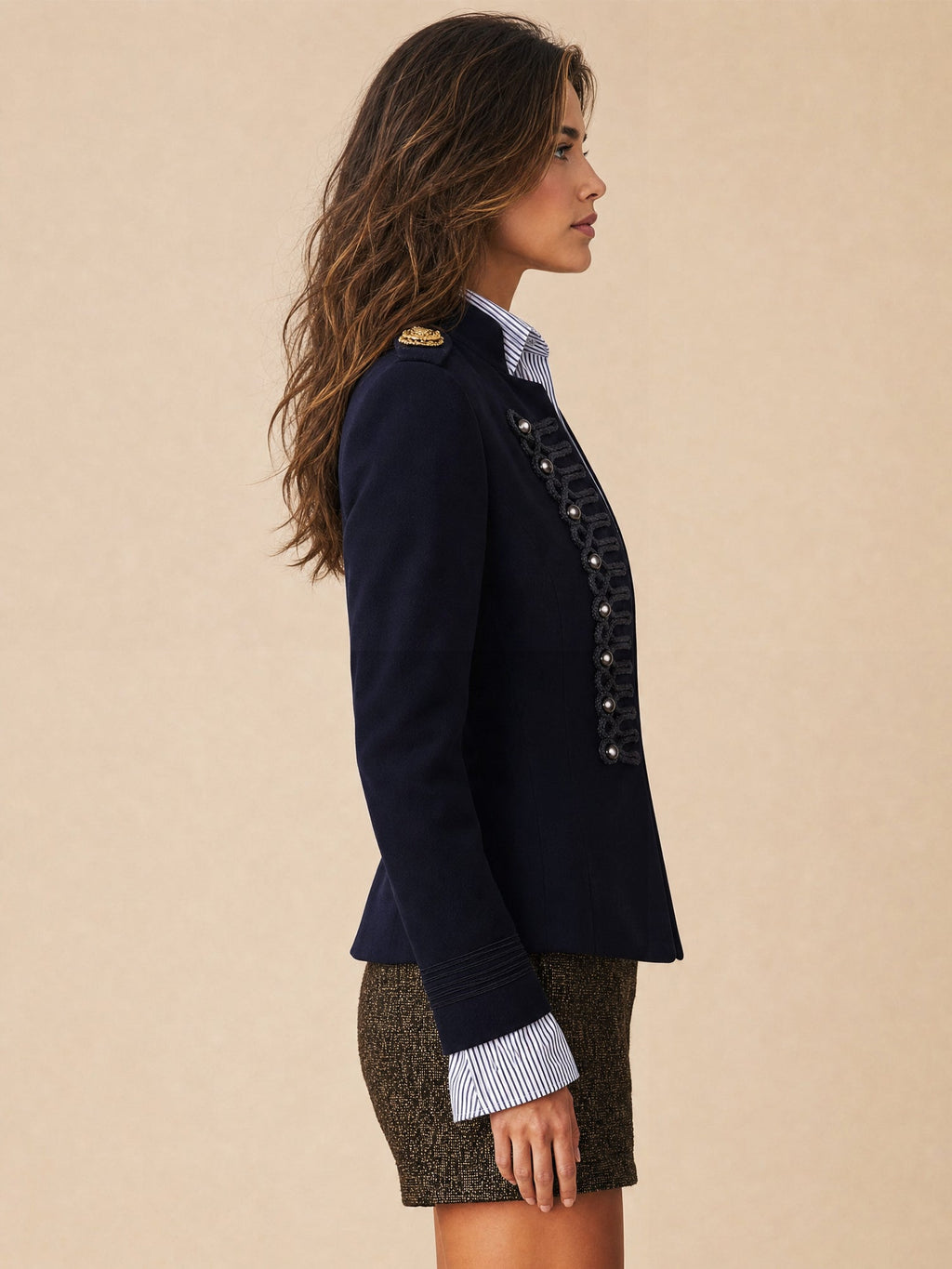 Tailored Jacket Braided Trim Outerwear