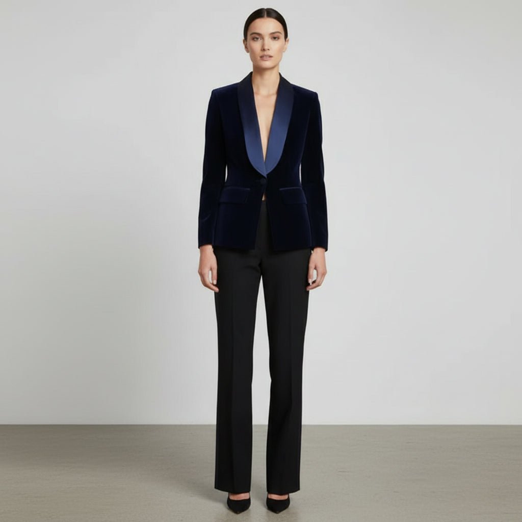 Camille Velvet Blazer - Slim Fit, Single Button - Luxe Atire