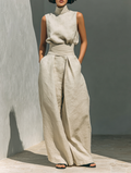 Maria | Completo Canotta e Pantaloni in Cotone e Lino