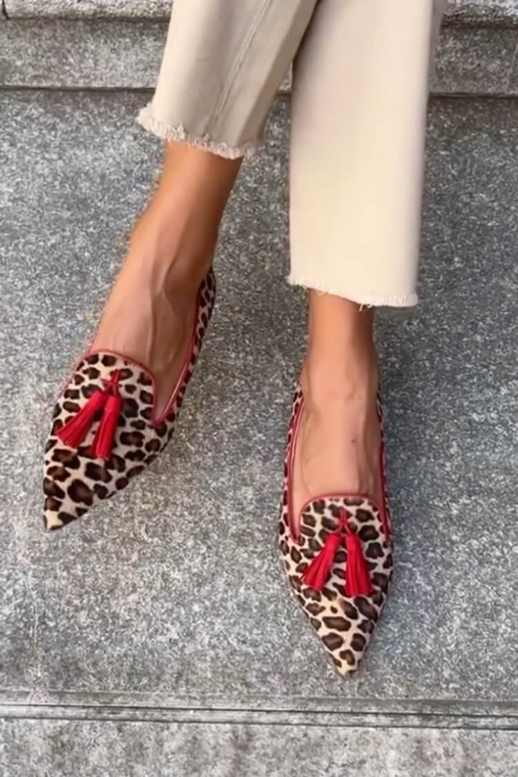 POINTED LOAFERS WITH FRINGE DETAILS - Rossis Family Boutique Miami