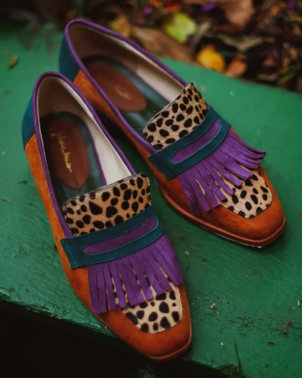 LOAFER WITH FRINGES AND ANIMAL PRINT - Rossis Family Boutique Miami