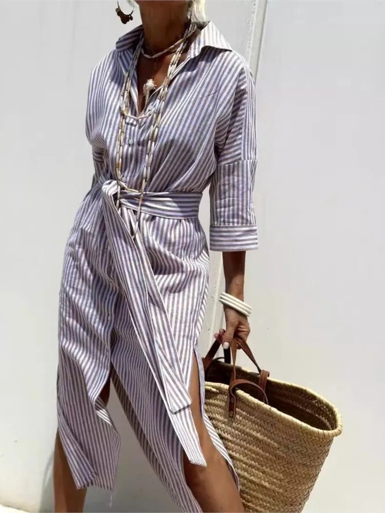 GÉRALDINE | LIGHTWEIGHT AND STYLISH STRIPED DRESS - Rossis Family Boutique Miami