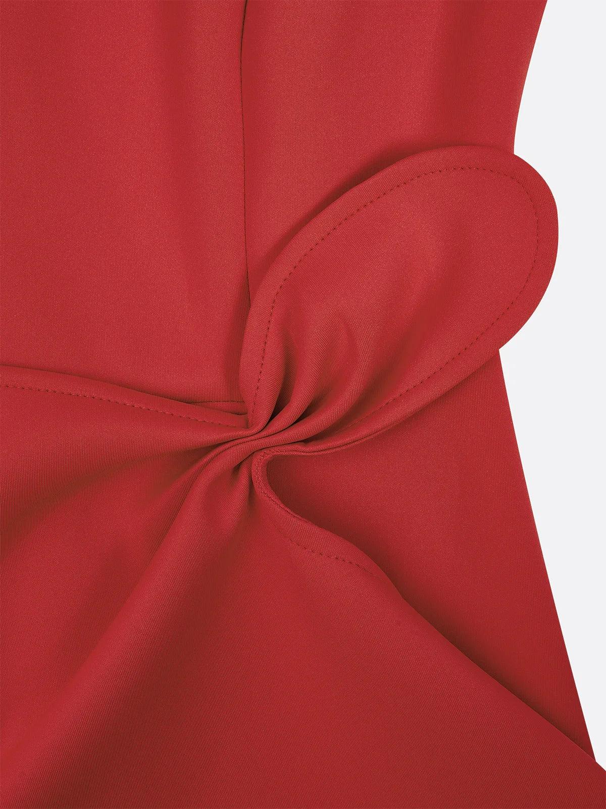 Elegant Sleeveless Midi Dress with Ruched Waist Twist – Day to Night