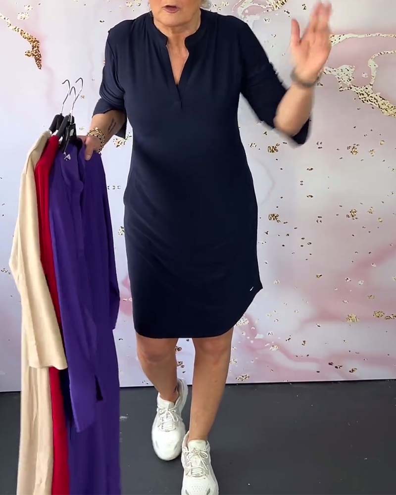 HANNE | ELEGANT DRESS WITH V - NECK - Rossis Family Boutique Miami