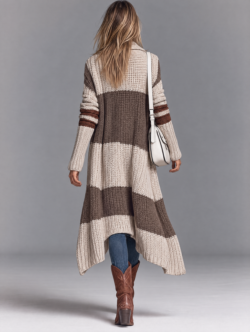 Women's Vintage Shawl Collar Long Zip-Up Cardigan