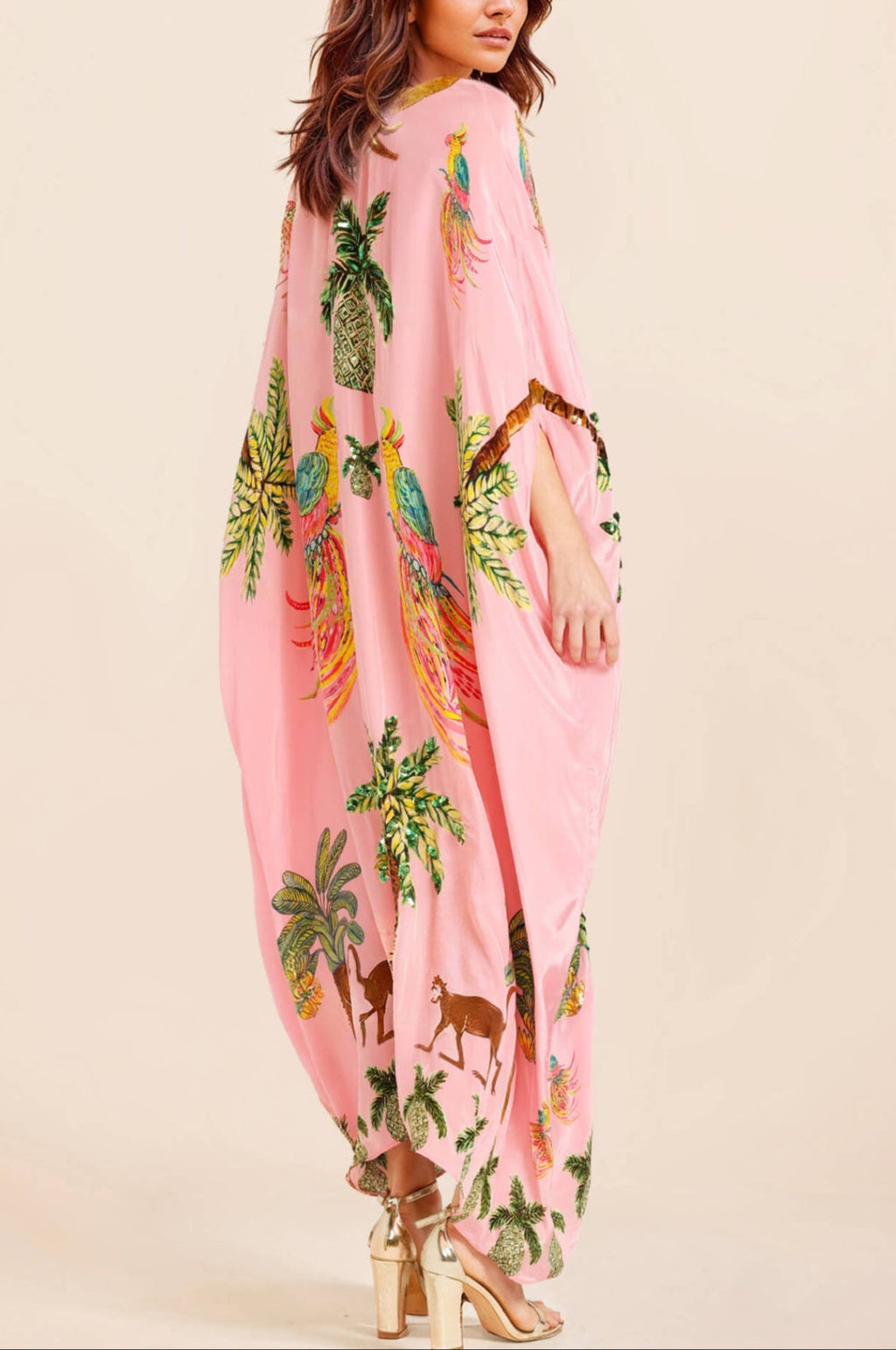 Palm Print Drop Shoulder Dress
