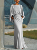 Elegant V-Neck Backless Batwing-Sleeve Dress