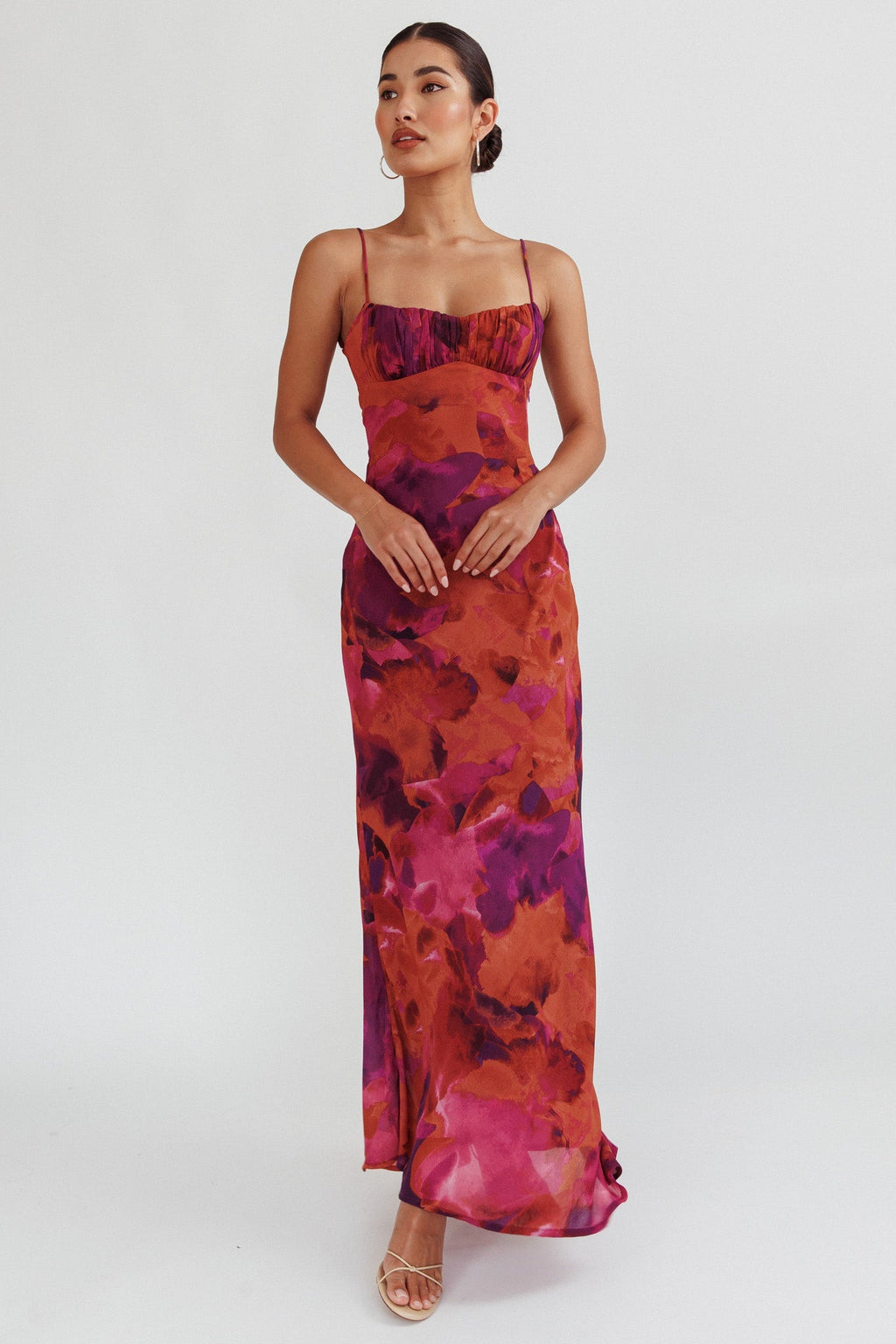 Nerida Dark Pink Maxi Dress with Low Back and Twist Detail