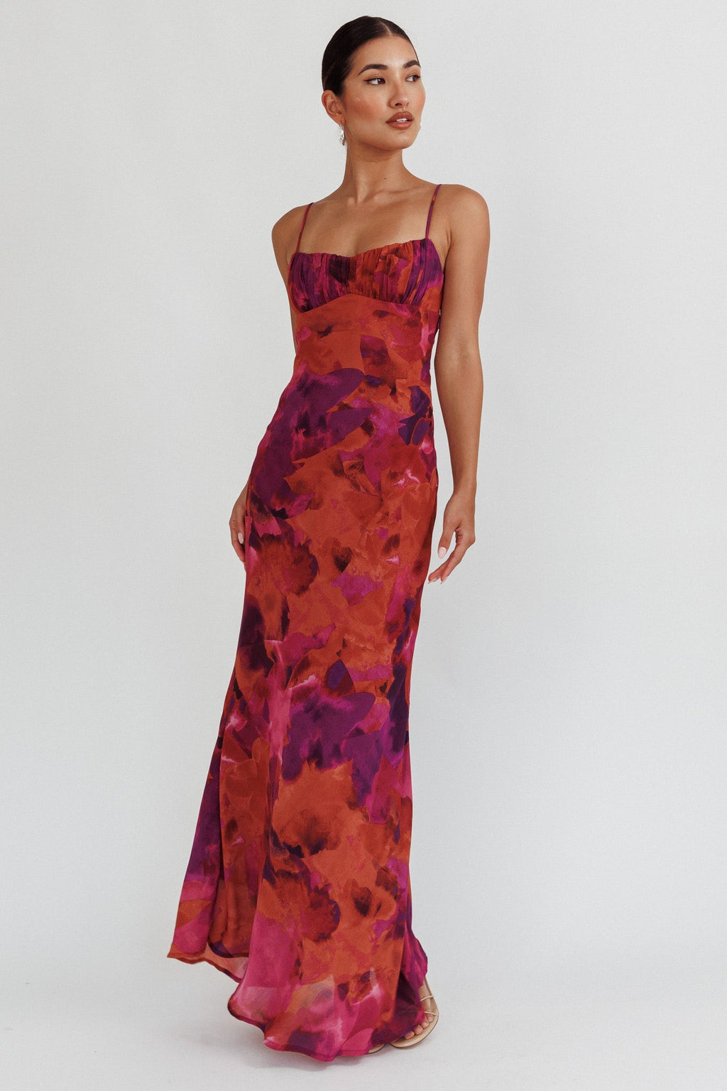 Nerida Dark Pink Maxi Dress with Low Back and Twist Detail